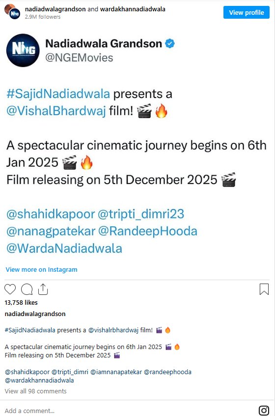 Shahid Kapoor , Triptii Dimri